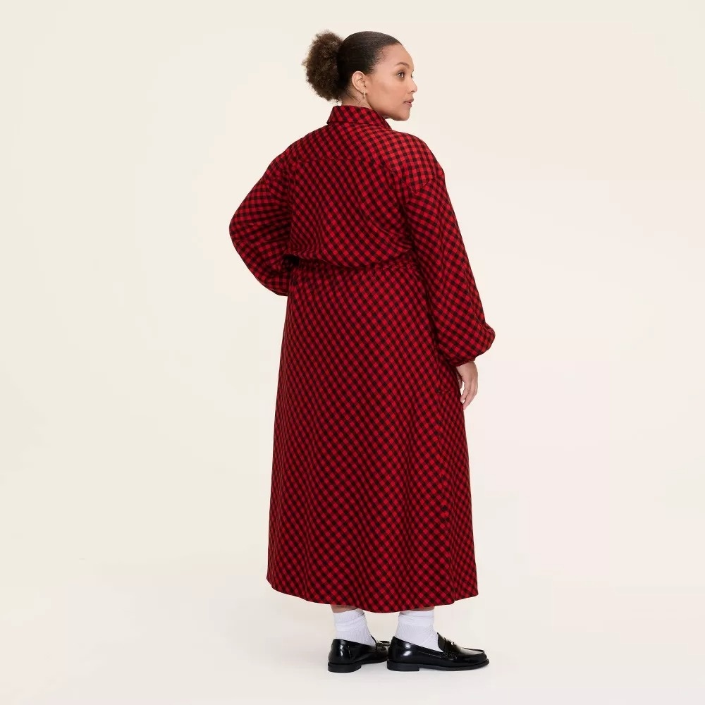 Woolrich x Target L Large Buffalo Check Long Sleeve Utility Midi Shirt Dress NWT - Picture 12 of 13